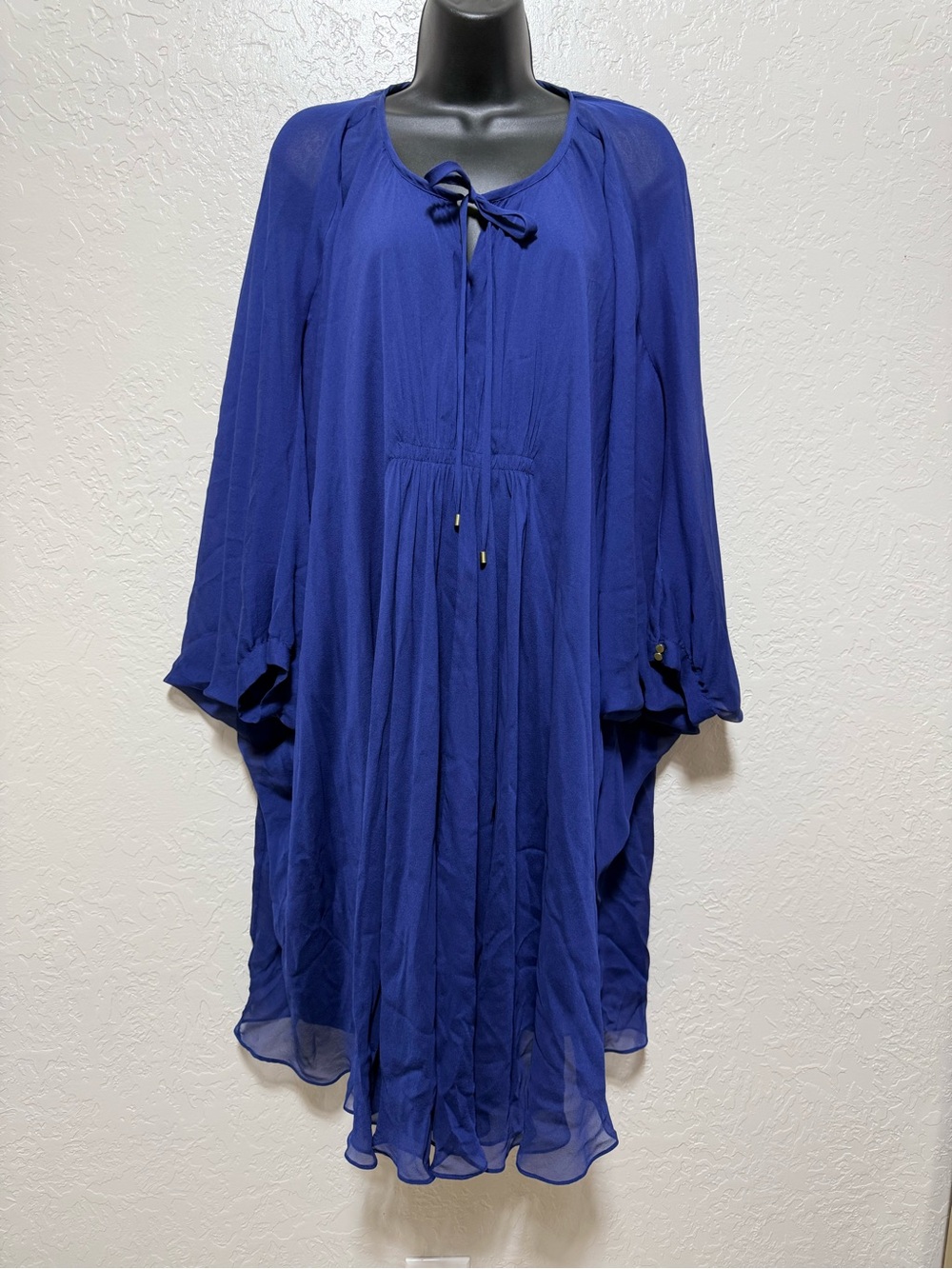 Diane Von Furstenberg 100% Silk Dress Size 14 Royal Blue